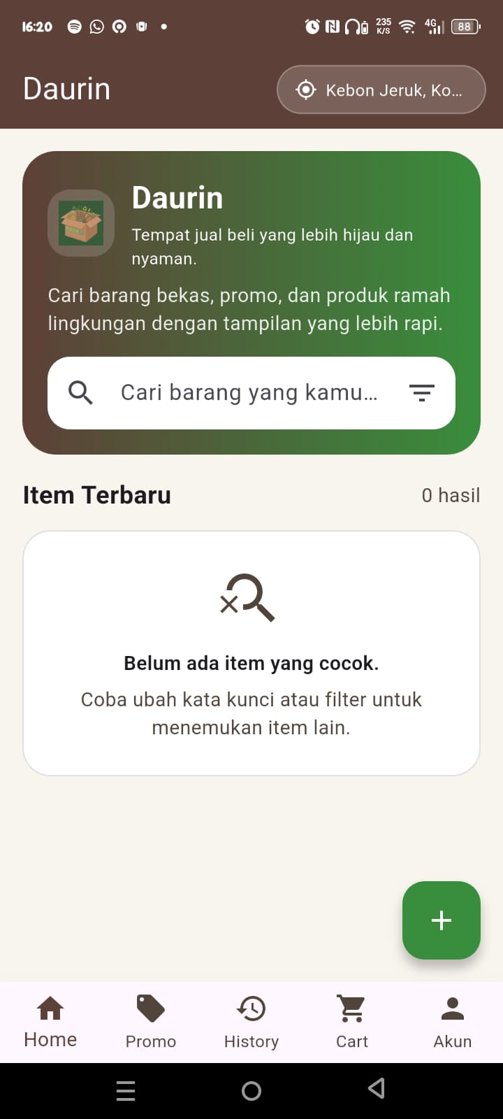Daurin home screen